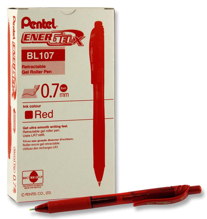 PENTEL ENERGEL-X BL107 RETRACTABLE GEL PEN RED – McArdles